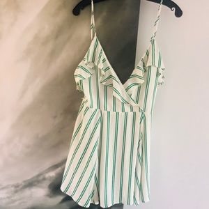 Privacy Please green striped mini dress